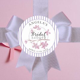 Lavendel Rosa Syrenrandiga Bröllopsdusch  Runt Klistermärke