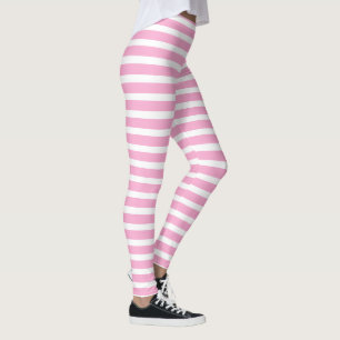 Lavendel Rosa Vitt Enkelt Horisontellt Randigt Leggings