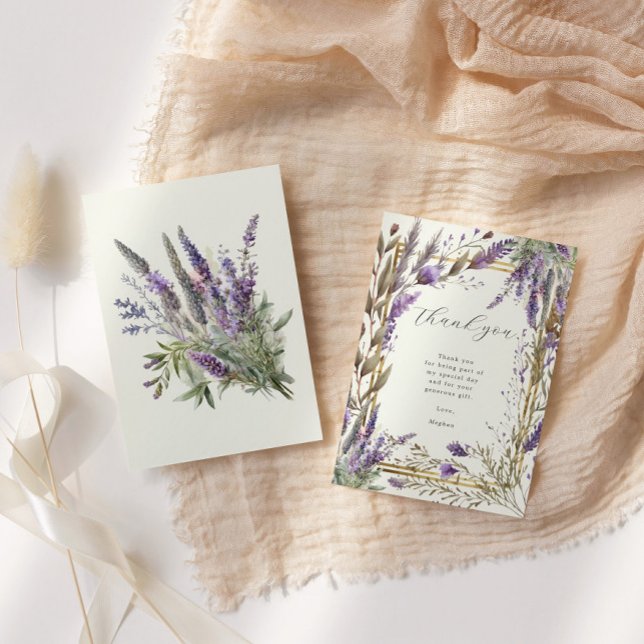 Lavendel Royal Blommig Bröllopsdusch Tacksamhetsko Tack Kort (Skapare uppladdad)