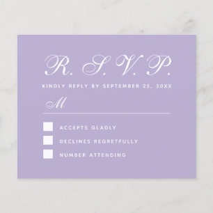 Lavendel RSVP Budget Enkel Skript Lila Kort