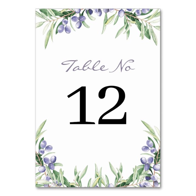 Lavendel Rustik oliv Sittplan Bröllop Bordsnummer (Framsidan)