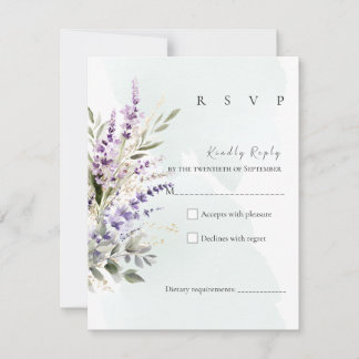 Lavendel & Salvia Grön Akvarell RSVP-kort OSA Kort
