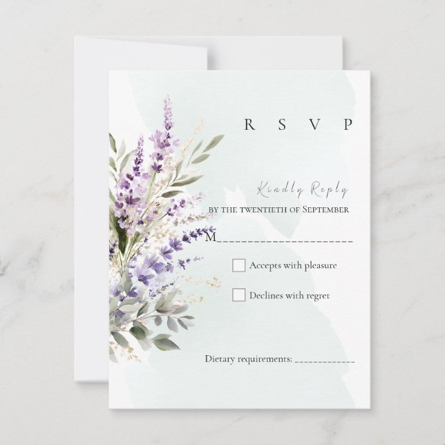 Lavendel & Salvia Grön Akvarell RSVP-kort OSA Kort (Framsida)