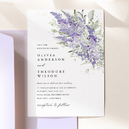 Lavendel & Salvia Grön Blommig Akvarell Bröllop I Inbjudningar