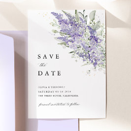 Lavendel & Salvia Grön Blommig Akvarell Bröllop Spara Datumet