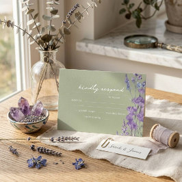 Lavendel Salvia Rustik Bröllop Svarskort OSA Kort