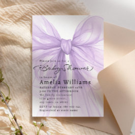 Lavendel Sheer Bow Elegant Baby Shower Inbjudningar