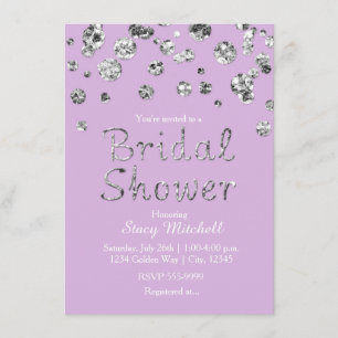 Lavendel Silver Glitter Bröllopsfest Inbjudan