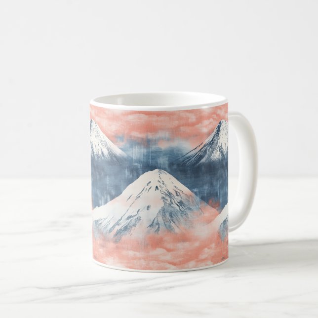 Lavendel Silver Snöberg Solnedgångsmönster Kaffemugg (Framsida höger)