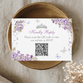 Lavendel Silver Tiara Blommig Fjäril Quinceañera OSA Kort