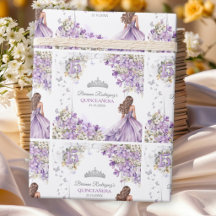 Lavendel Silver Tiara Blommig Fjäril Quinceañera