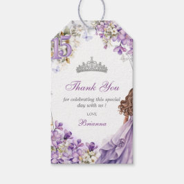 Lavendel Silver Tiara Blommig Quinceañera Tack Presentetikett