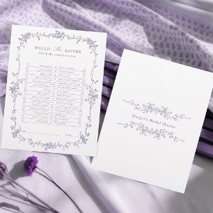 Lavendel 'Skulle hon hellre' Bröllopsduschspel