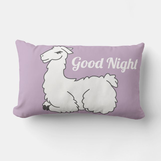 Lavendel Sömnig Lama God Natt Lumbarkudde (Framsida)