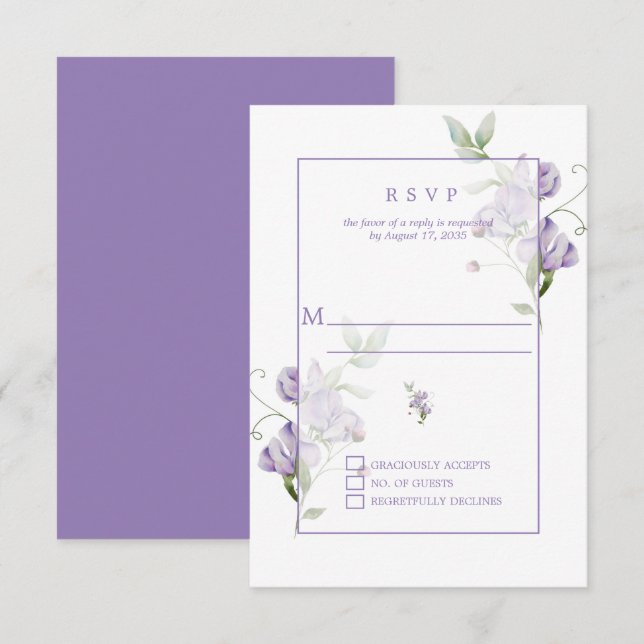 Lavendel sötärtor besvarar inbjudan (Fram/baksida)