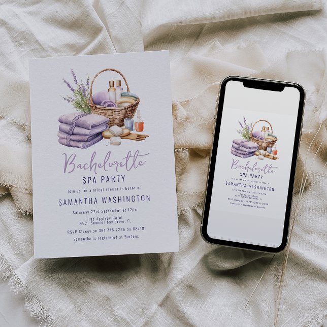 Lavendel Spa Dag Bröllopsfest Inbjudningar (Skapare uppladdad)