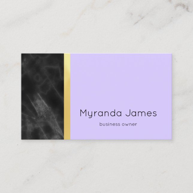 Lavendel Svart Modern Minimalistisk Visitkort (Framsida)
