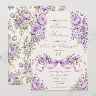 Lavendel Sweet Sixteen Inbjudningar