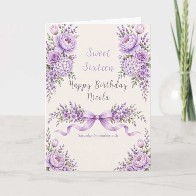 Lavendel Sweet Sixteen Kort (Framsida)