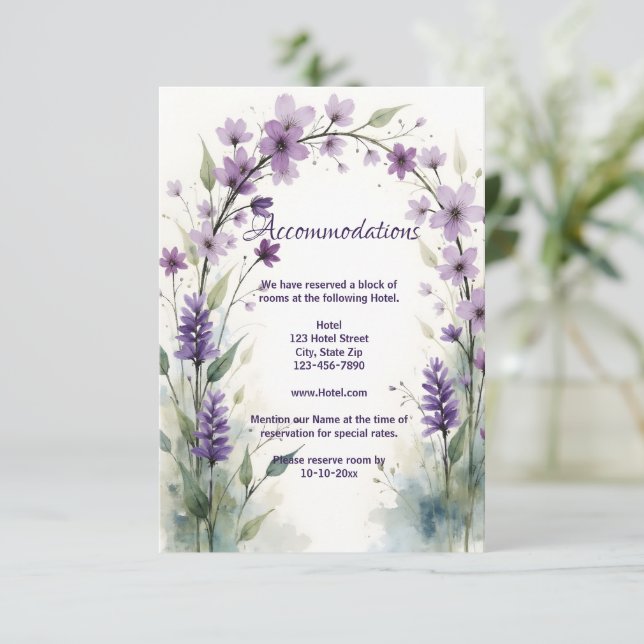 Lavendel Syren Blommig Båge Boende Tilläggskort (Stående Fram)