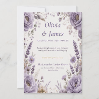 Lavendel & Syren Blommig Bröllopsinbjudan Inbjudningar