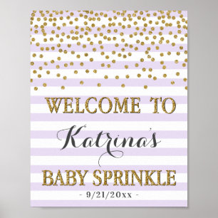 Lavendel Syren och Guld Flickbaby Chokladdopp Welc Poster