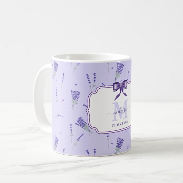 Lavendel Syren Vildblomma Blommig Botanisk Kaffemugg (Framsida vänster)