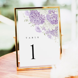 Lavendel Syren Vit Blommig Bröllops Bordnummer