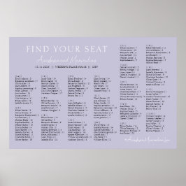 Lavendel Syrlilja Bröllops Alfabetisk Sittplatssch Poster