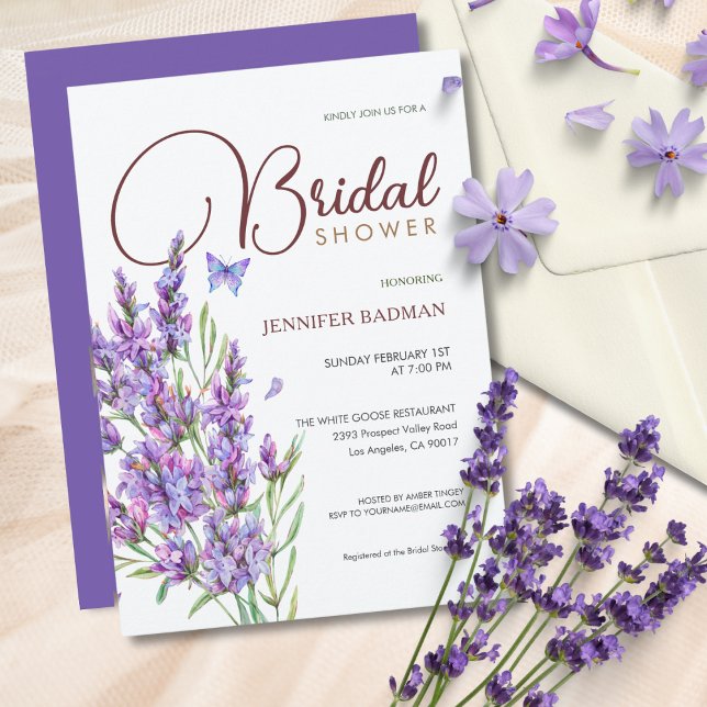 Lavendel Syrlilja Elegant Mauve Akvarell Inbjudningar (Skapare uppladdad)