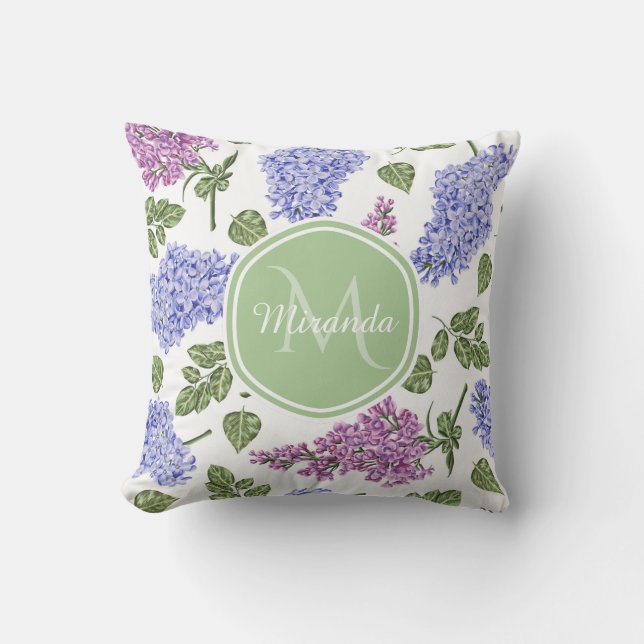 Lavendel Syrlilje Monogram Kudde (Framsida)