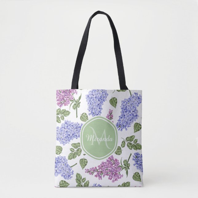 Lavendel Syrlilje Monogram Tygkasse (Framsida)