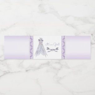 Lavendel TeePee Baby Shower Vattenflaska Etiketter