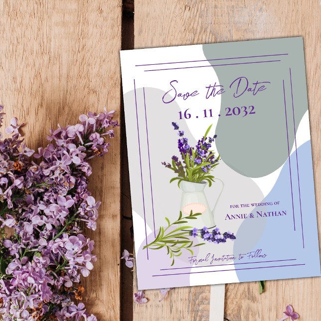 Lavendel tema söt fin blomsterbröllop meddelande vykort (Cute Pretty Lavender Themed Floral Wedding Announcement Postcard)