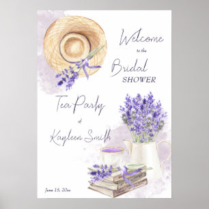Lavendel teparty bröllopsdusch välkomstskylt poster