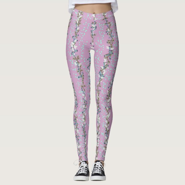 Lavendel Trollslända & Prickar Leggings (Framsida)