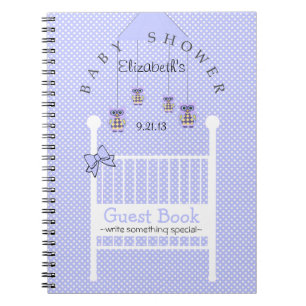 Lavendel Ugglor Baby Shower Gästbok- Anteckningsbok