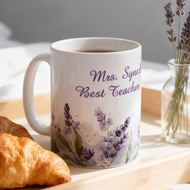 Lavendel Vår Blommig Bästa Lärarens Tacksamhet Kaffemugg (Skapare uppladdad)