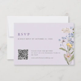 Lavendel Vår Vildblomma Äng Bröllop QR-kod OSA Kort