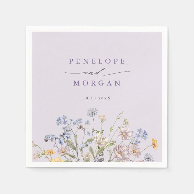 Lavendel Vår Vildblomma Äng Trädgård Bröllop  Pappersservett (Framsidan)