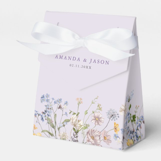 Lavendel Vår Vildblomma Äng Trädgård Bröllop  Presentaskar (Framsidan Sidan)