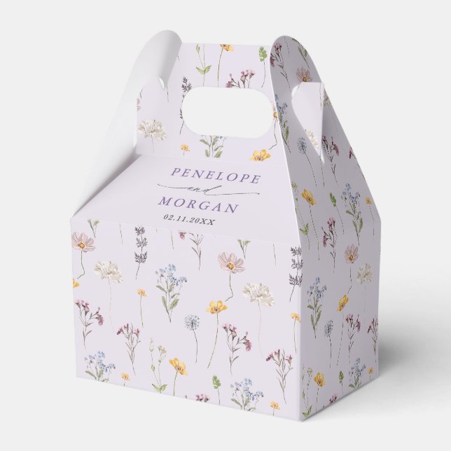 Lavendel Vår Vildblomma Äng Trädgård Bröllop Presentaskar (Baksidan Sidan)
