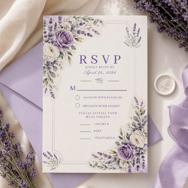 Lavendel Vattenfärg Bröllop RSVP-kort OSA Kort (Skapare uppladdad)