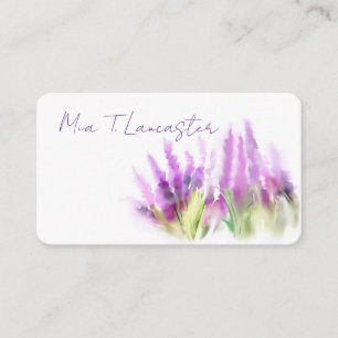 Lavendel vattenfärg lila blomster visitkort
