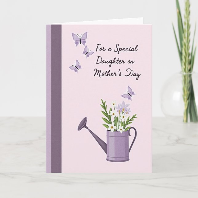 Lavendel vattenkanna morsdagskort kort (Framsida)