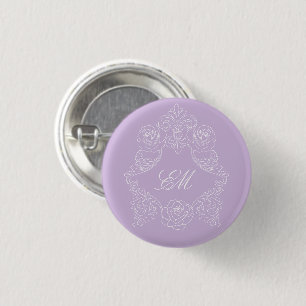 Lavendel Victorian Crest Bröllopsmonogram Knapp