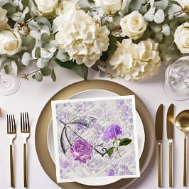 Lavendel Viktoriansk Flyktig Blommig Landstil Chic Pappersservett