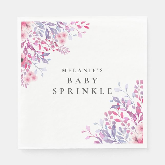 Lavendel Vilda Blommor Blommig Baby Sprinkle / Dus Pappersservett (Framsidan)