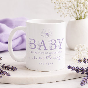 Lavendel Vildblomma Baby Tillkännagivande Kaffe Mu Kaffemugg