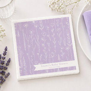 Lavendel Vildblomma Barnkalas   Blommönster  Pappersservett